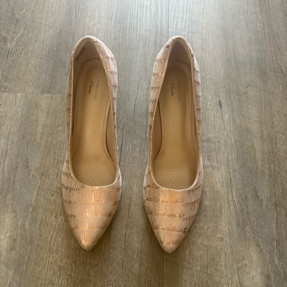 Clarks Women's Heels in Metallic Beige